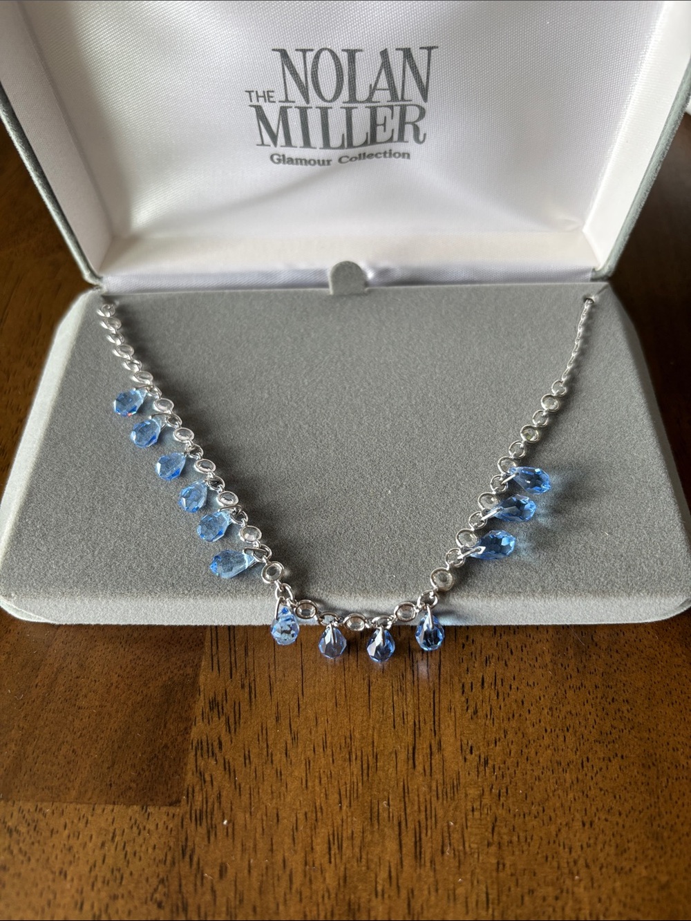 Nolan Miller Sky Blue Faceted Drop Necklace